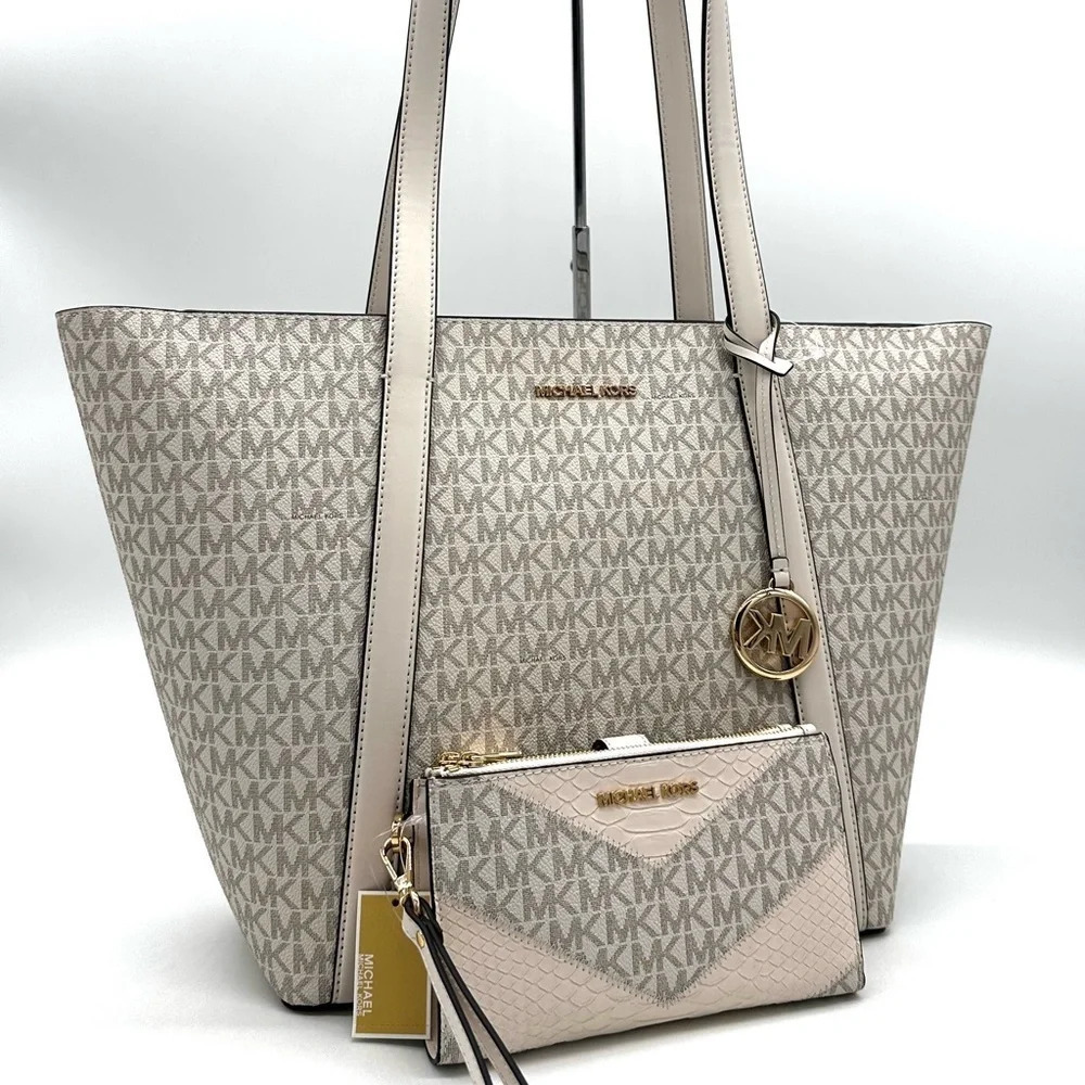 Michael Kors Pratt Large Signature Logo Tote Bag & Double Zip Wallet (NWT)